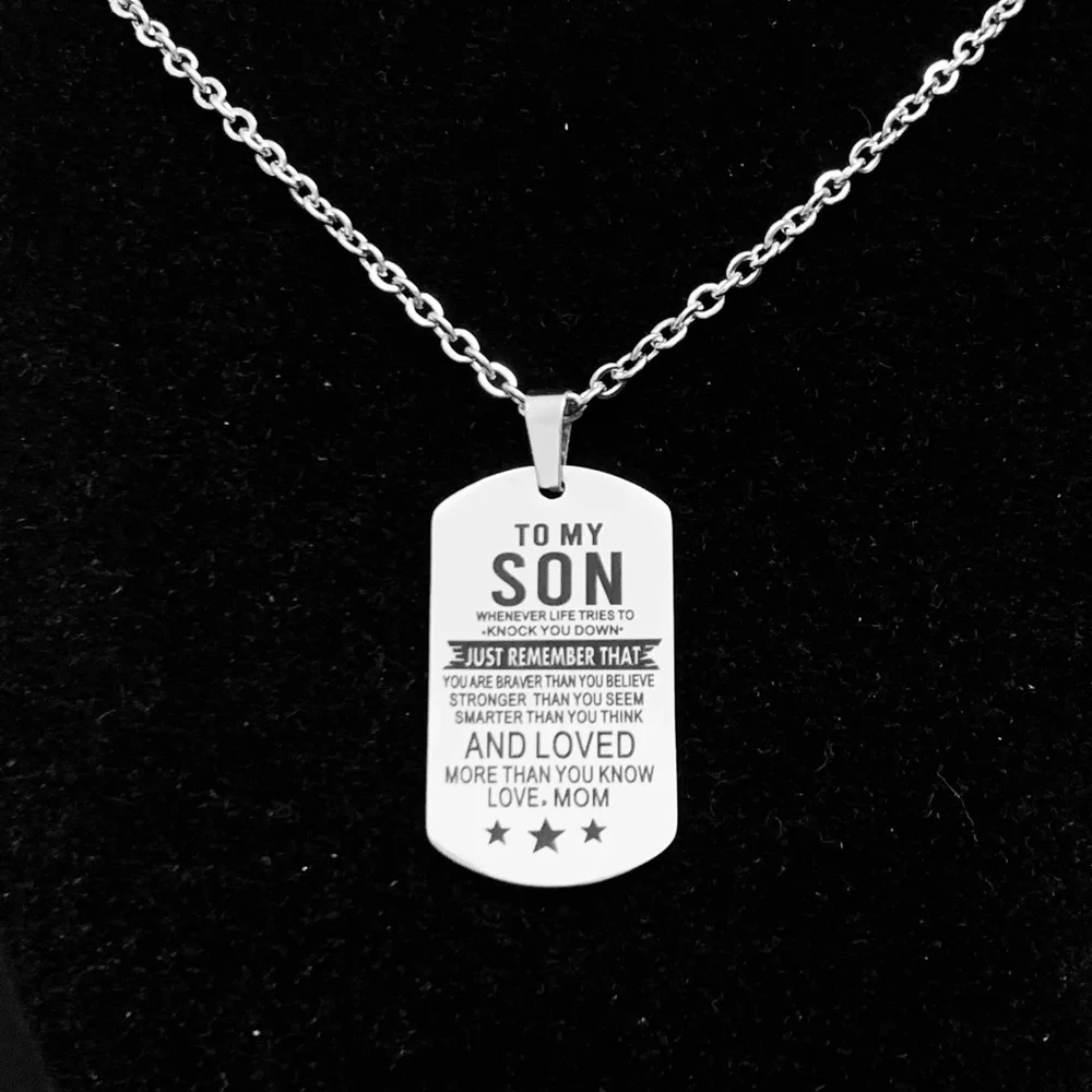 To My Son” from mom Sentimental military dog tag necklace